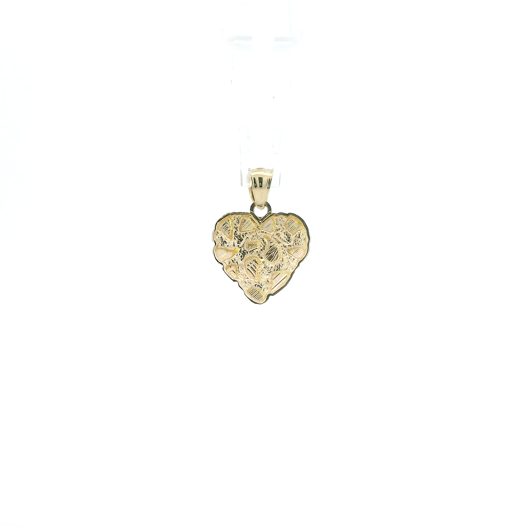10K Yellow Gold Nugget Heart Pendant
