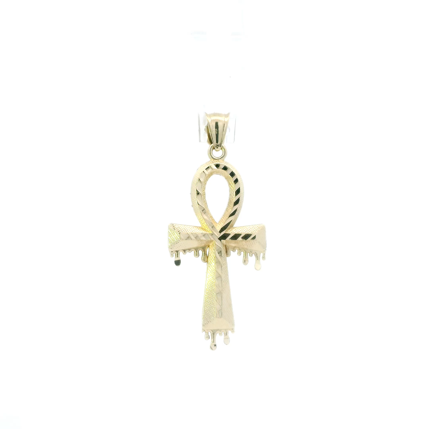 10K Yellow Gold Dripping Ankh Pendant