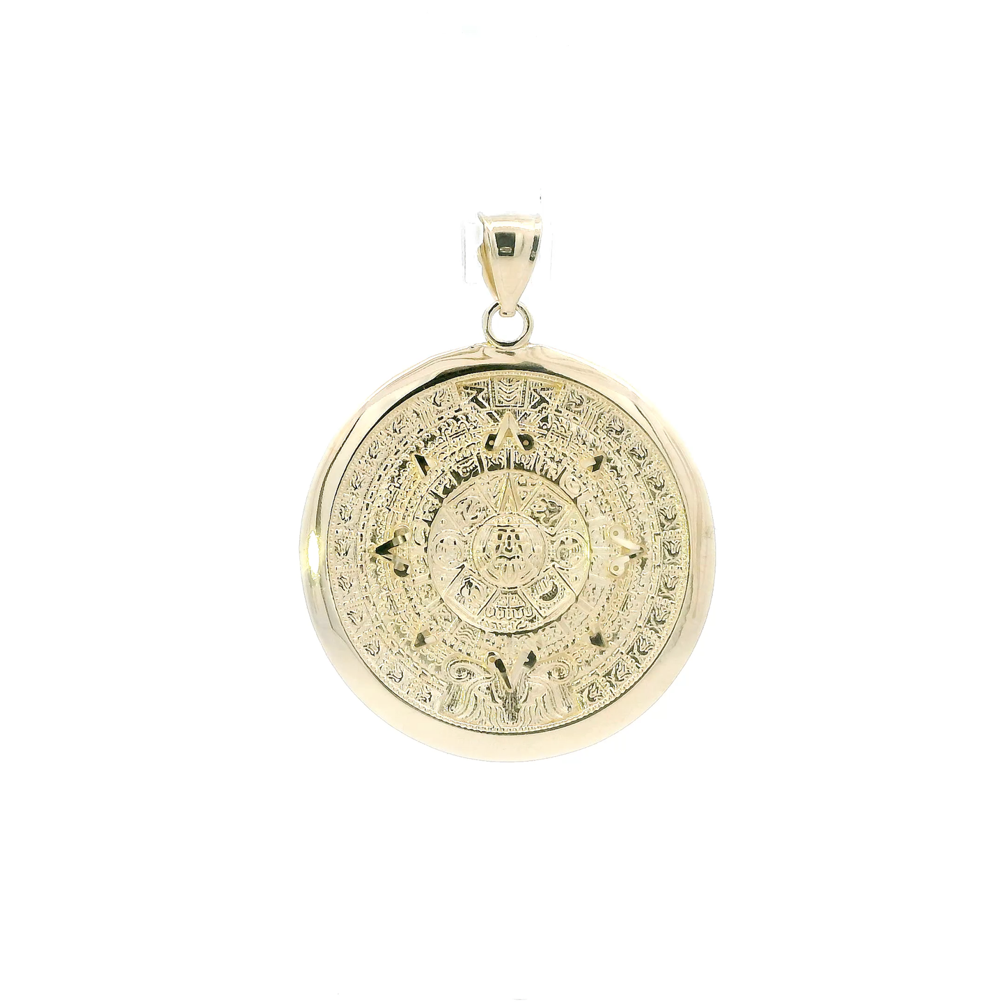 14K Yellow Gold Aztec Calendar Pendant