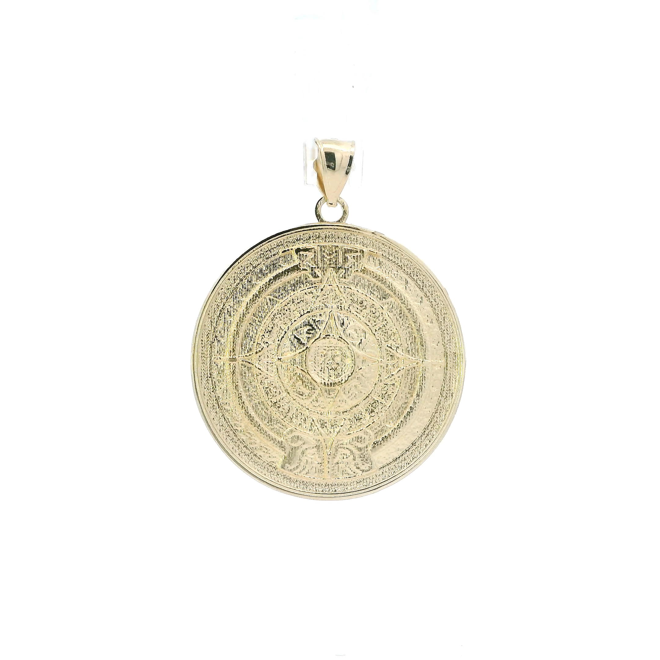 14K Yellow Gold Aztec Calendar Pendant