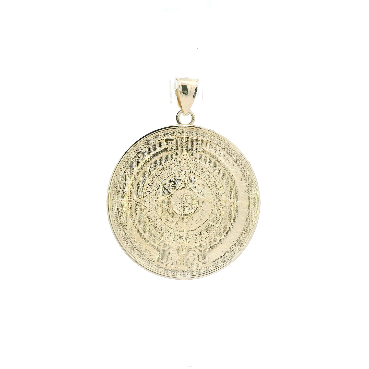 14K Yellow Gold Aztec Calendar Pendant