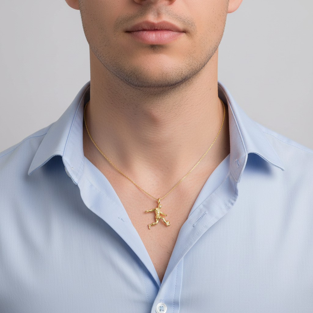 14K Yellow Gold Soccer Player Pendant