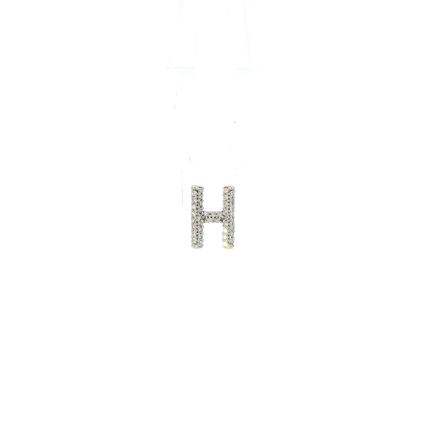 10K White Gold Diamond Letter "H" Pendant - 0.10ct