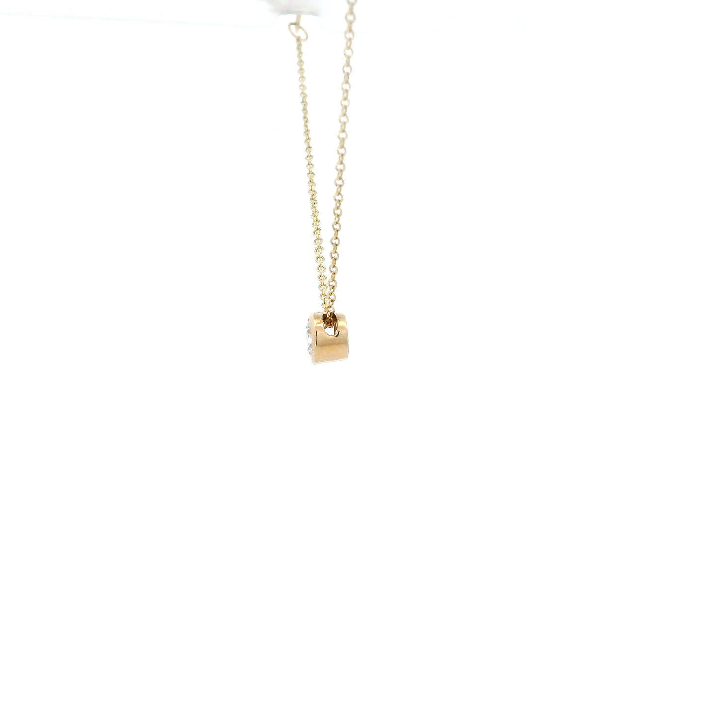 14K Yellow Gold 16 -18" Cable Chain & Lab Diamond Bezel - 0.22ct