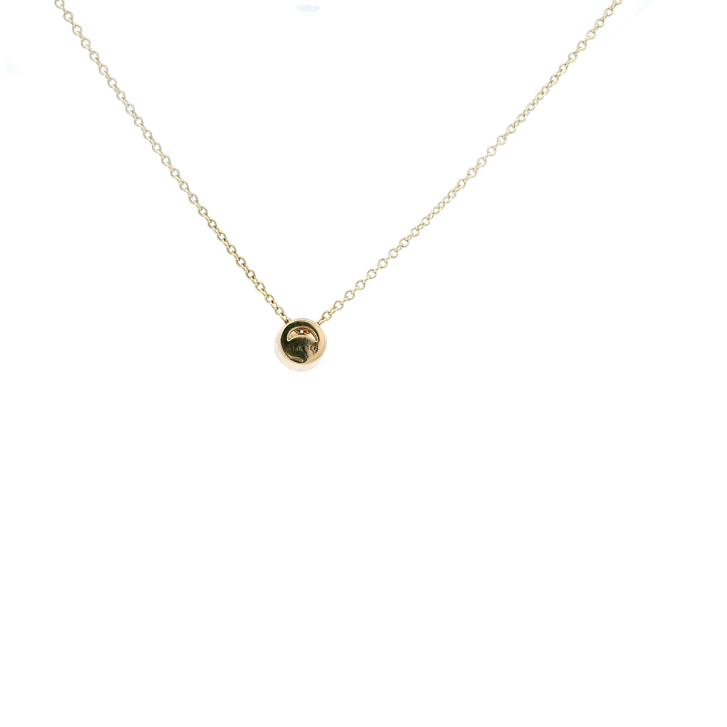 14K Yellow Gold 16 -18" Cable Chain & Lab Diamond Bezel - 0.22ct