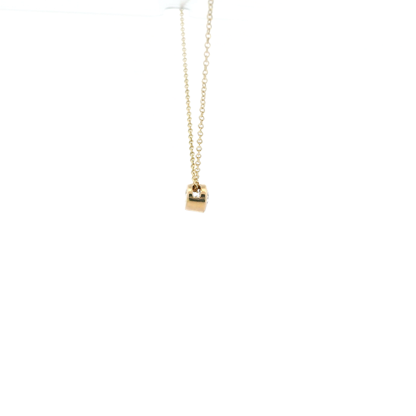 14K Yellow Gold 16 -18" Cable Chain & Lab Diamond Bezel - 0.22ct