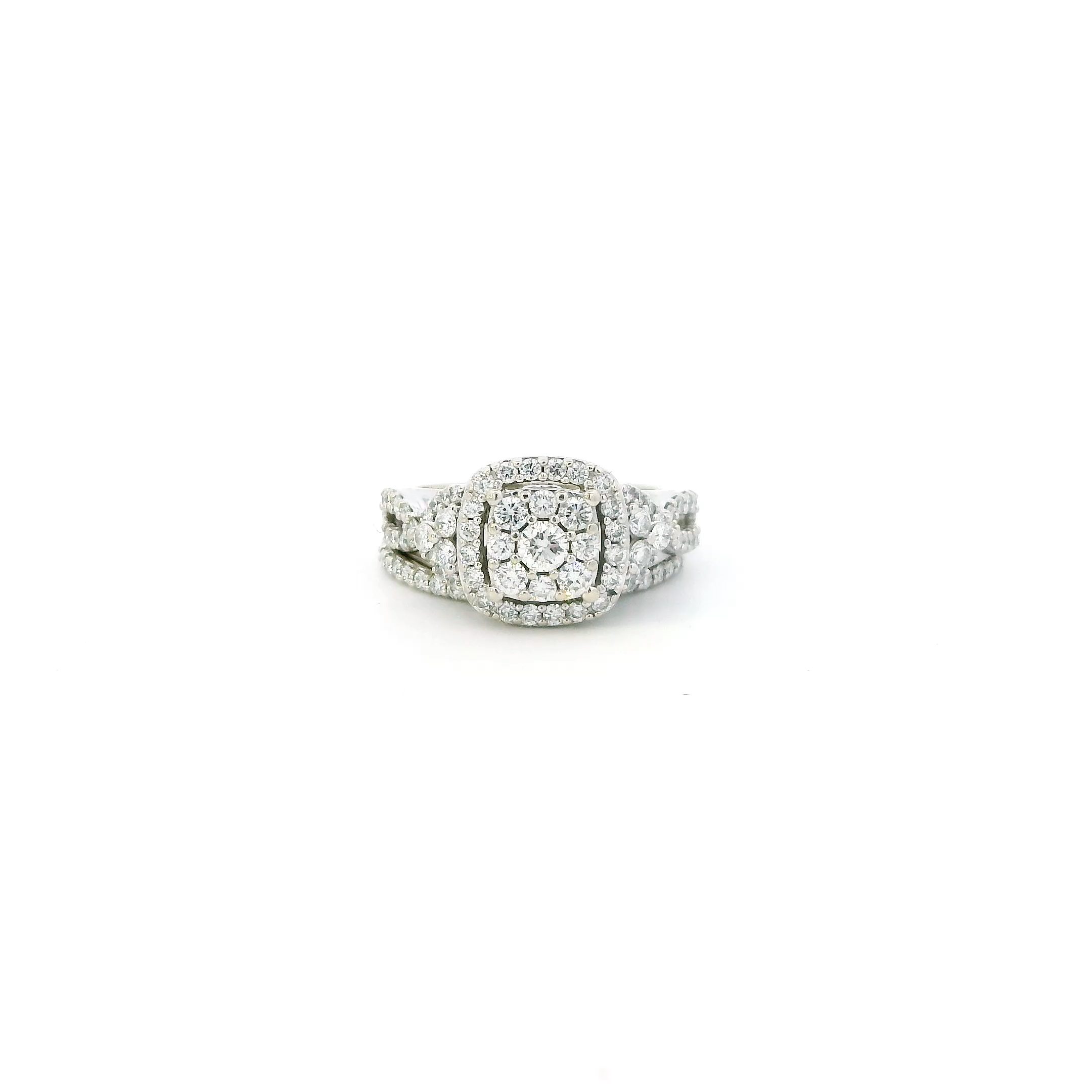 10K White Gold Lab Grown Diamond Womens Engagement & Wedding Ring Set - 1.30ct