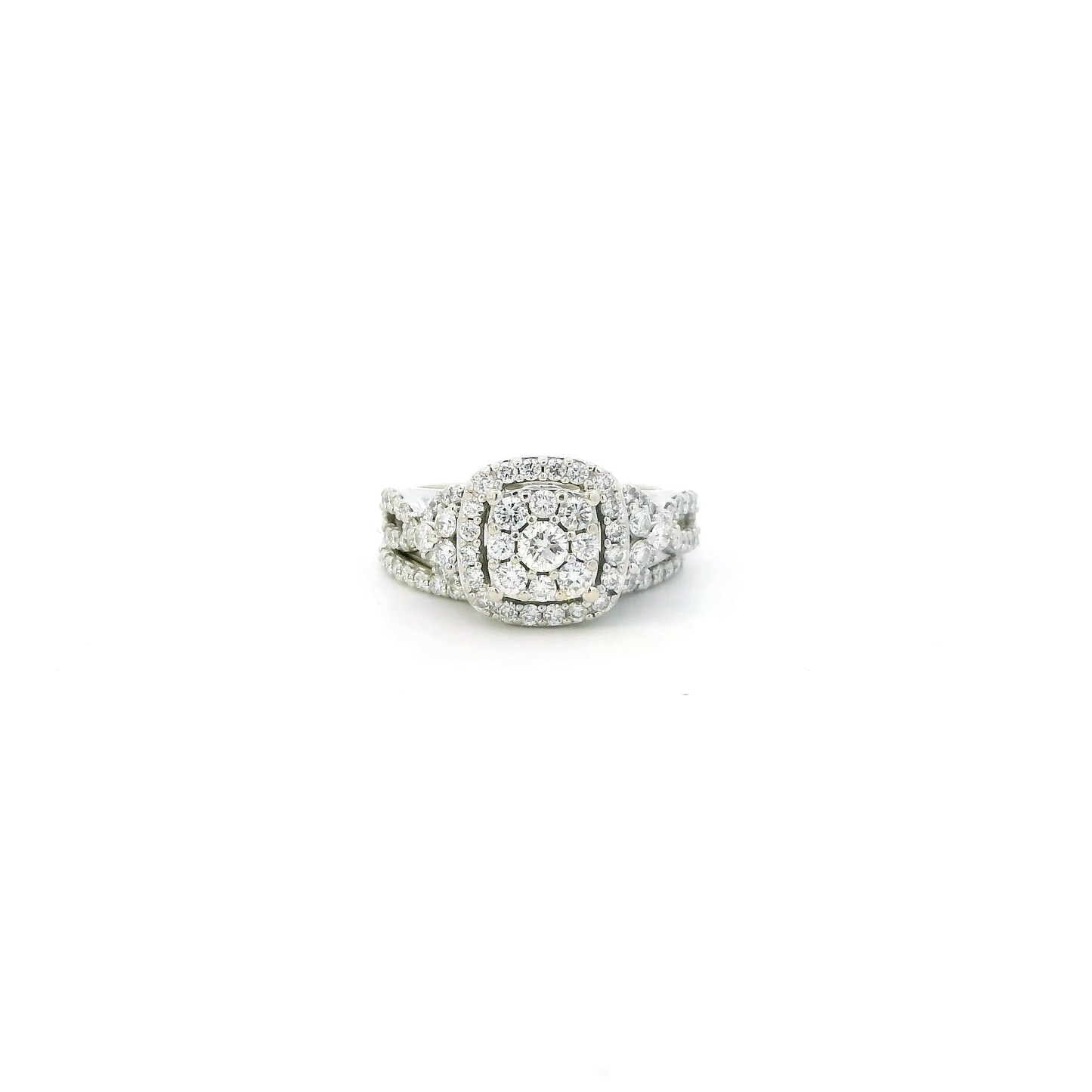 10K White Gold Lab Grown Diamond Womens Engagement & Wedding Ring Set - 1.30ct