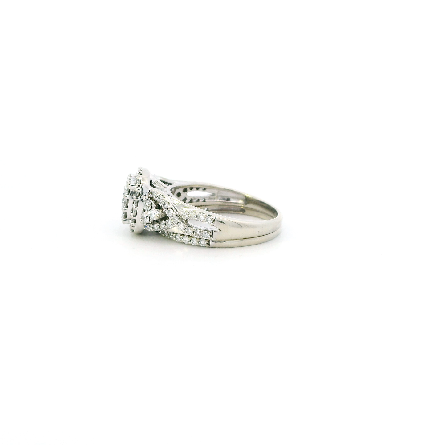 10K White Gold Lab Grown Diamond Womens Engagement & Wedding Ring Set - 1.30ct