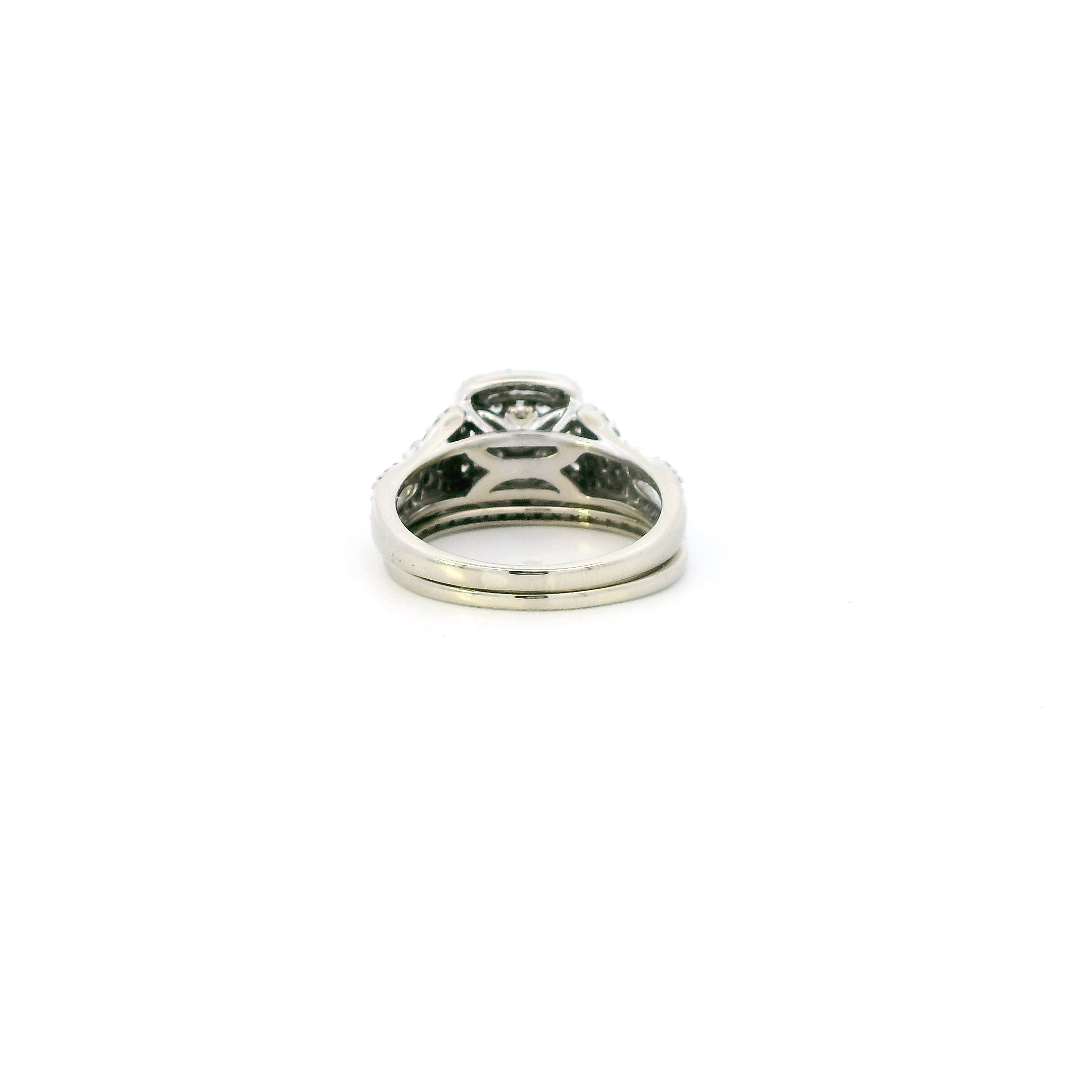 10K White Gold Lab Grown Diamond Womens Engagement & Wedding Ring Set - 1.30ct