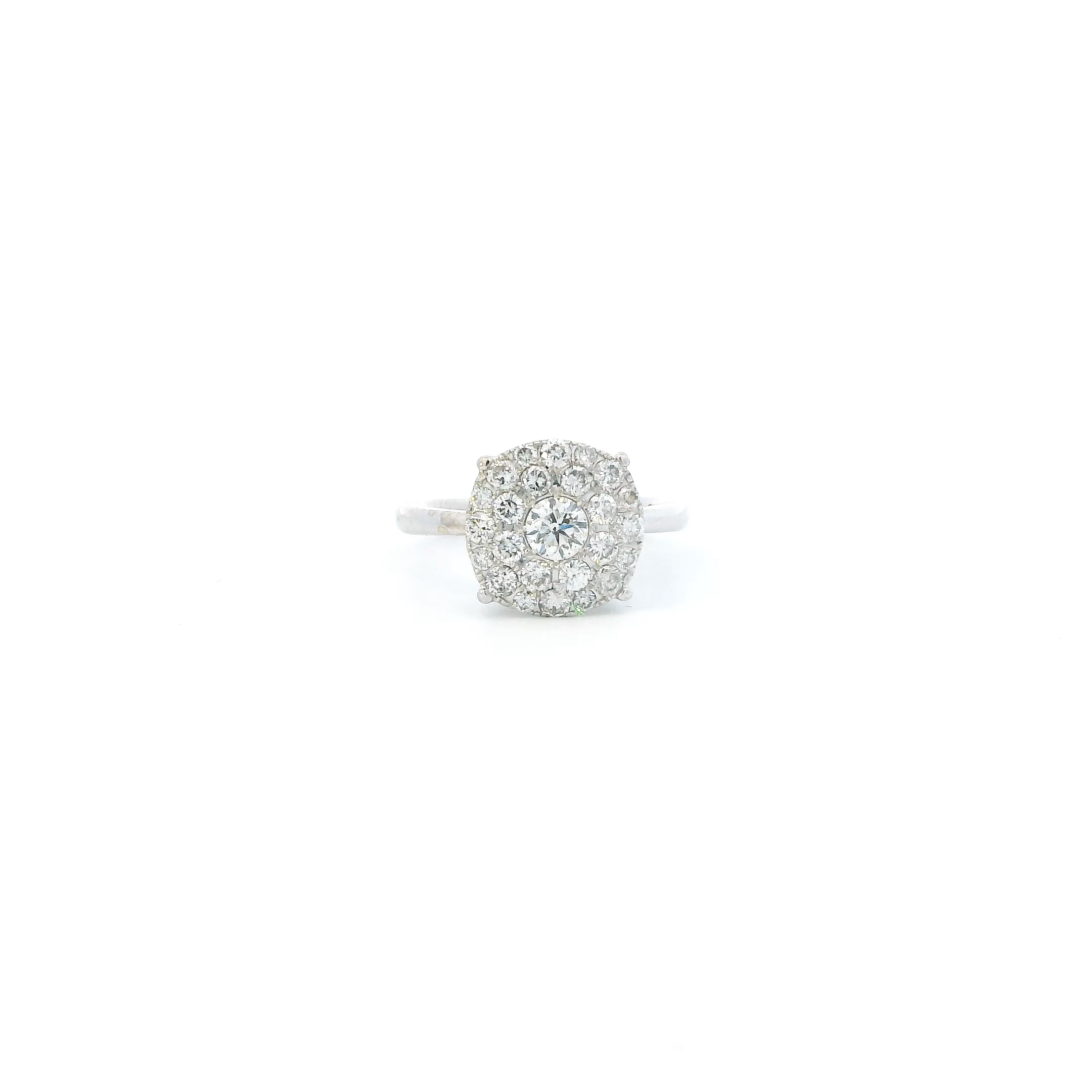 14K White Gold Circle Diamond Womens Ring - 0.97ct