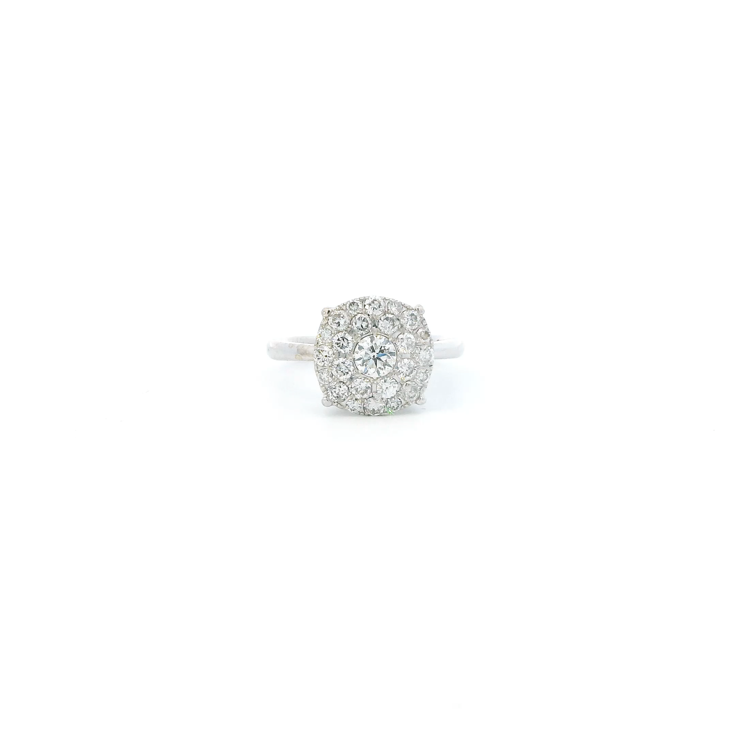 14K White Gold Circle Diamond Womens Ring - 0.97ct
