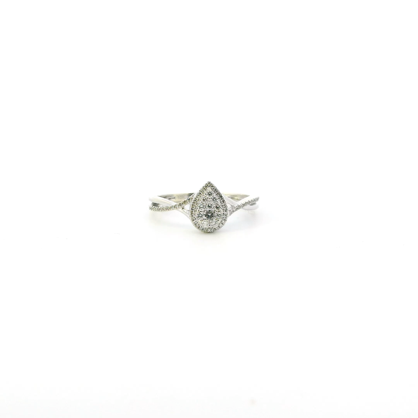 10K White Gold Diamond Pear Cluster Womens Ring - 0.15ct