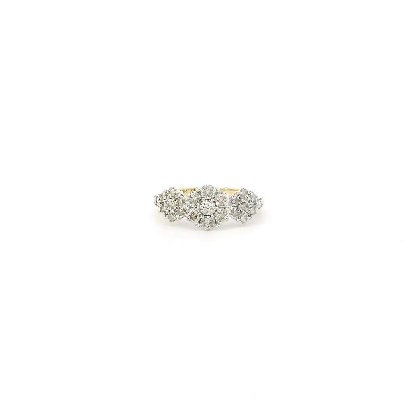 10K Yellow Gold Diamond Cluster Flower Ring - 0.48ct