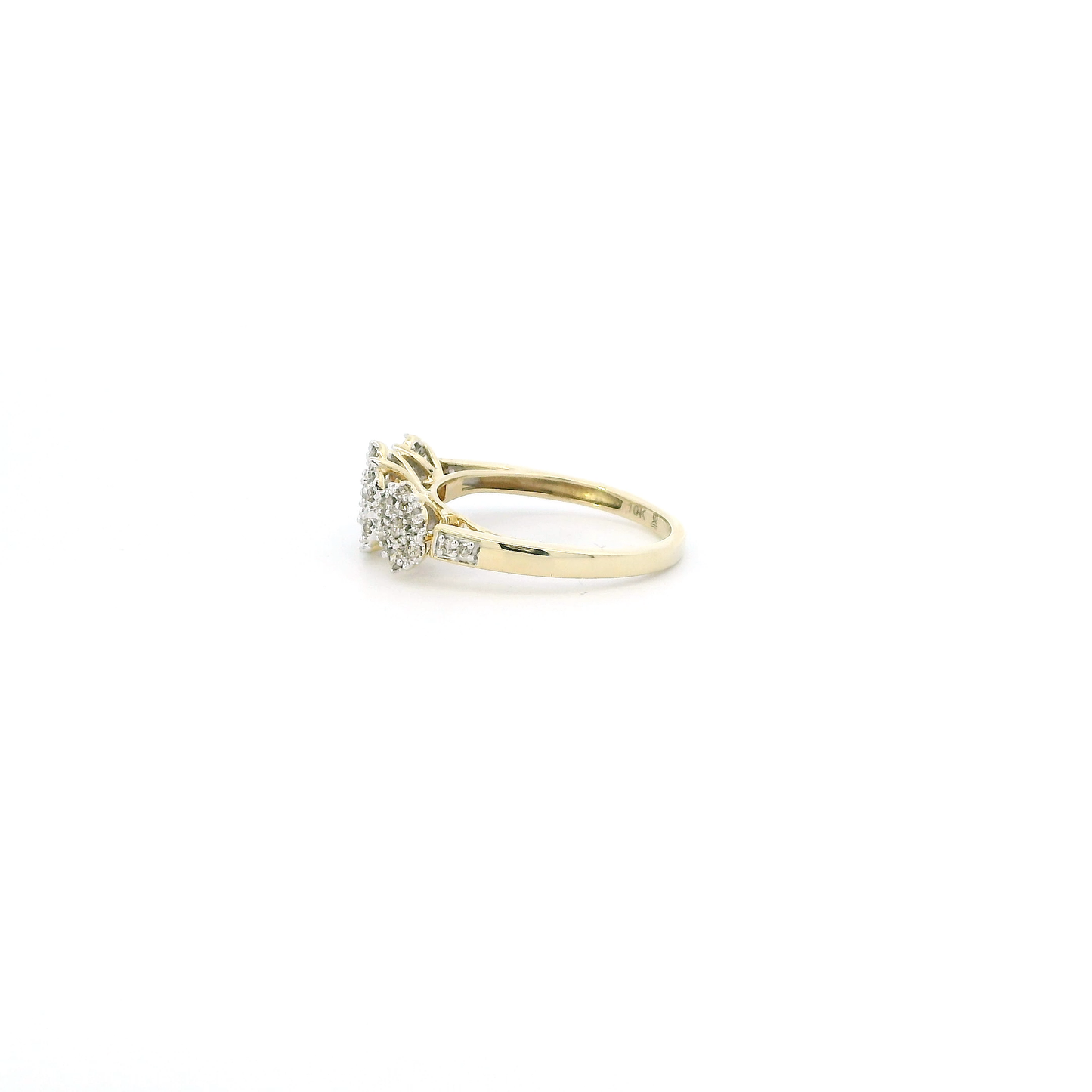 10K Yellow Gold Diamond Cluster Flower Ring - 0.48ct