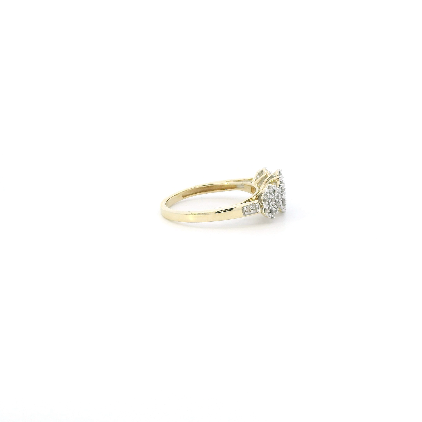 10K Yellow Gold Diamond Cluster Flower Ring - 0.48ct