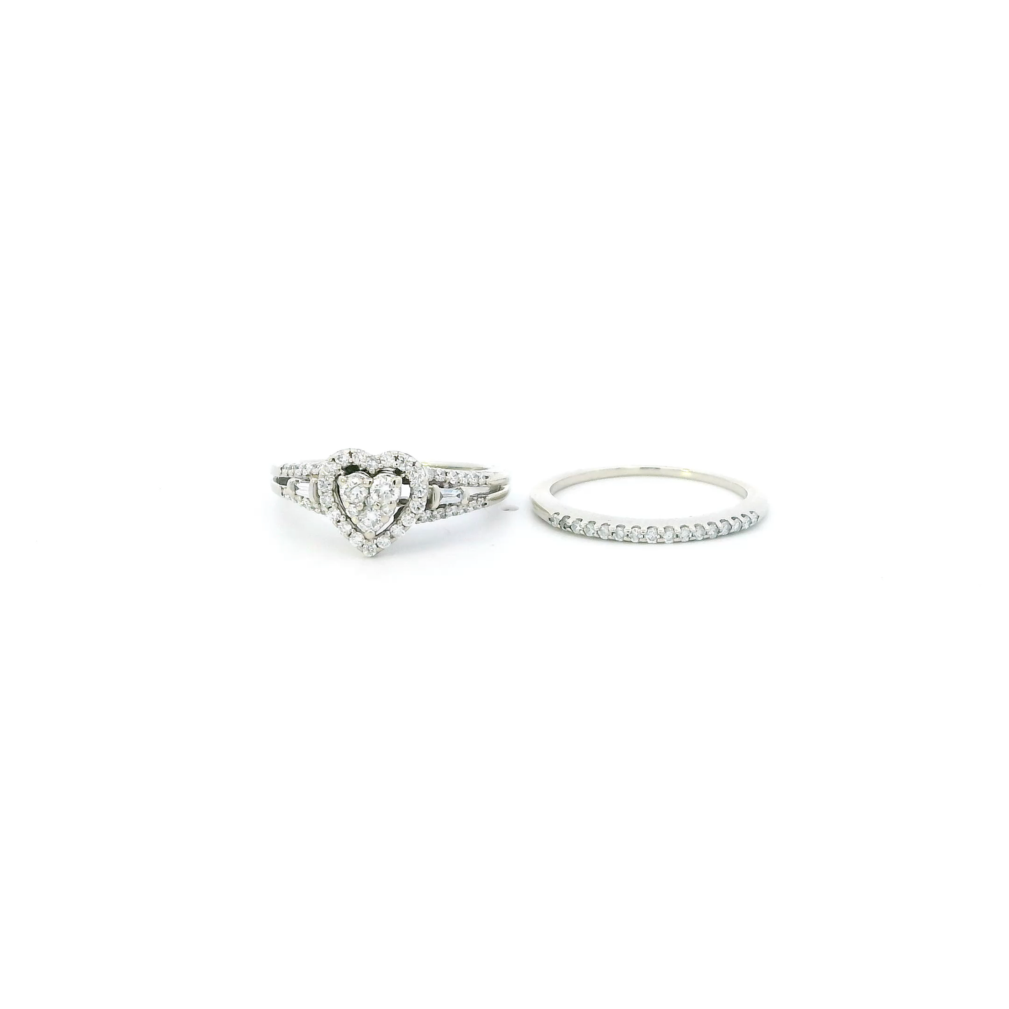 14K White Gold Diamond Womens Engagement & Wedding Ring Set - 0.46ct