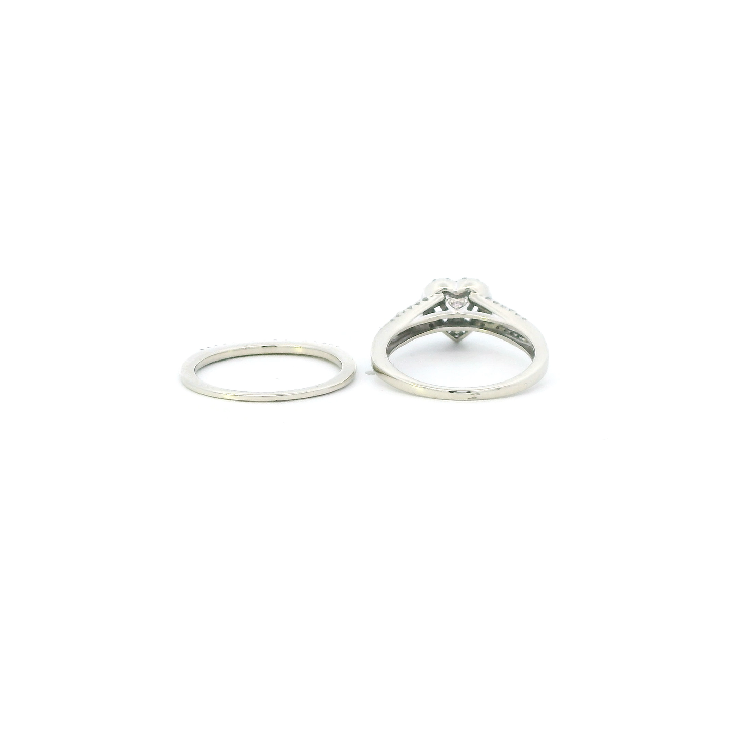 14K White Gold Diamond Womens Engagement & Wedding Ring Set - 0.46ct