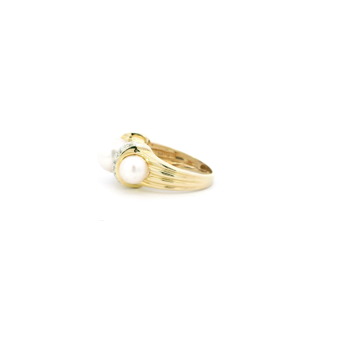 14K Yellow Gold Pearl Womens Rings