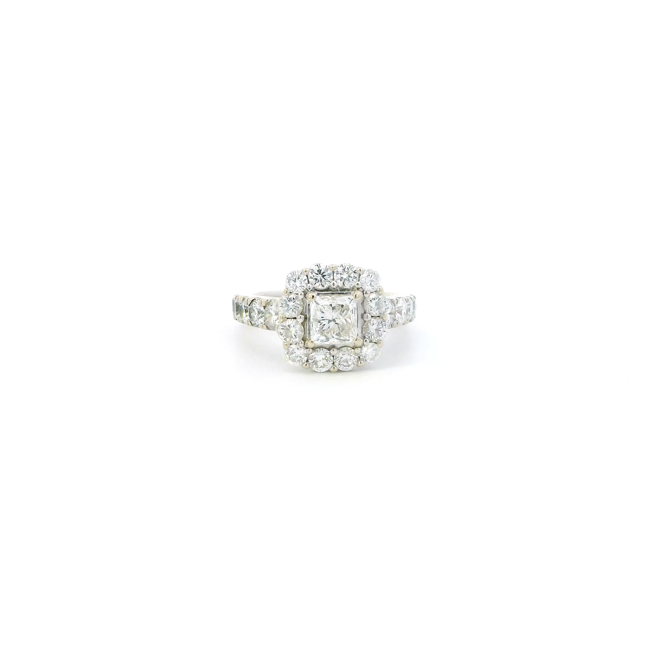 18K White Gold Diamond Womens Engagement & Wedding Ring Set - 3.96ct