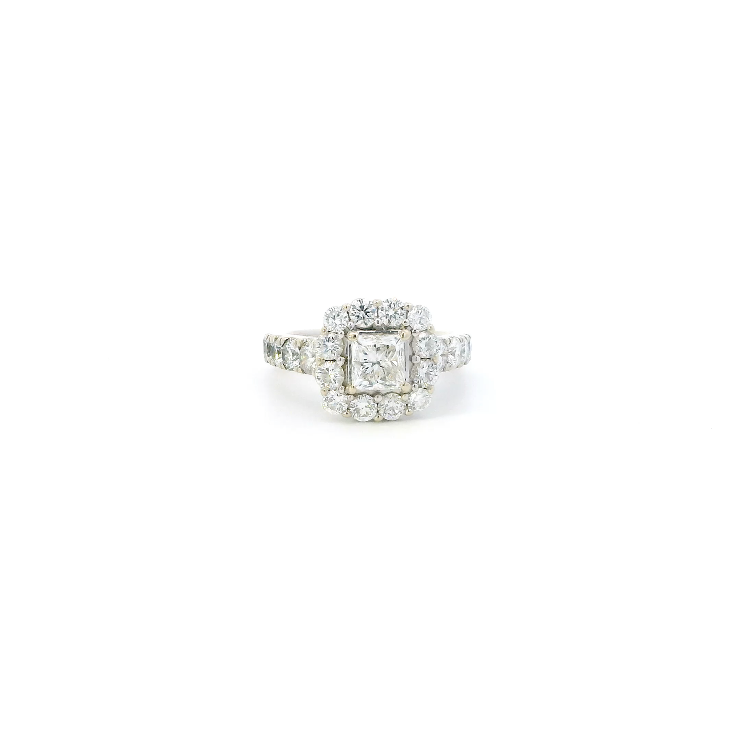 18K White Gold Diamond Womens Engagement & Wedding Ring Set - 3.96ct
