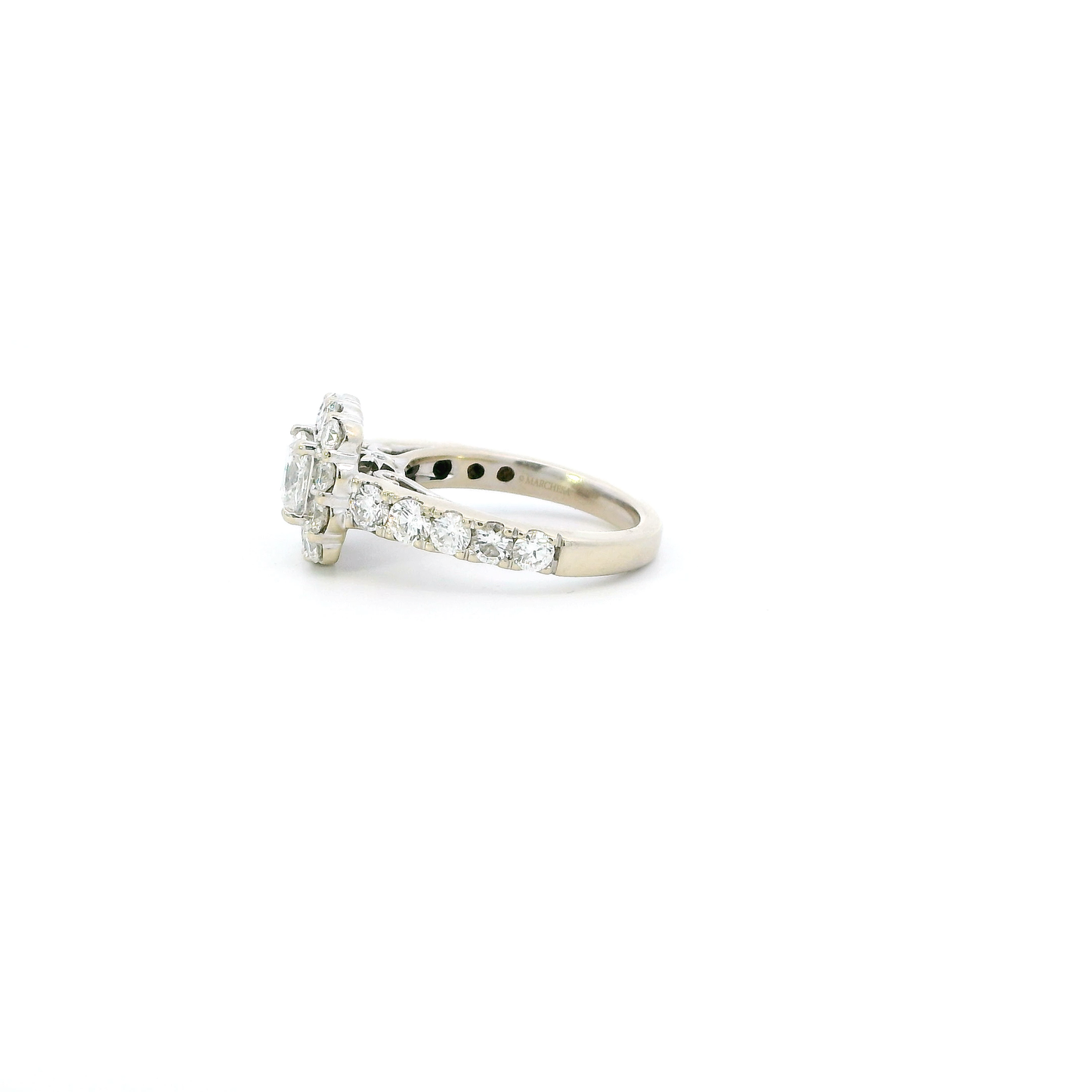 18K White Gold Diamond Womens Engagement & Wedding Ring Set - 3.96ct