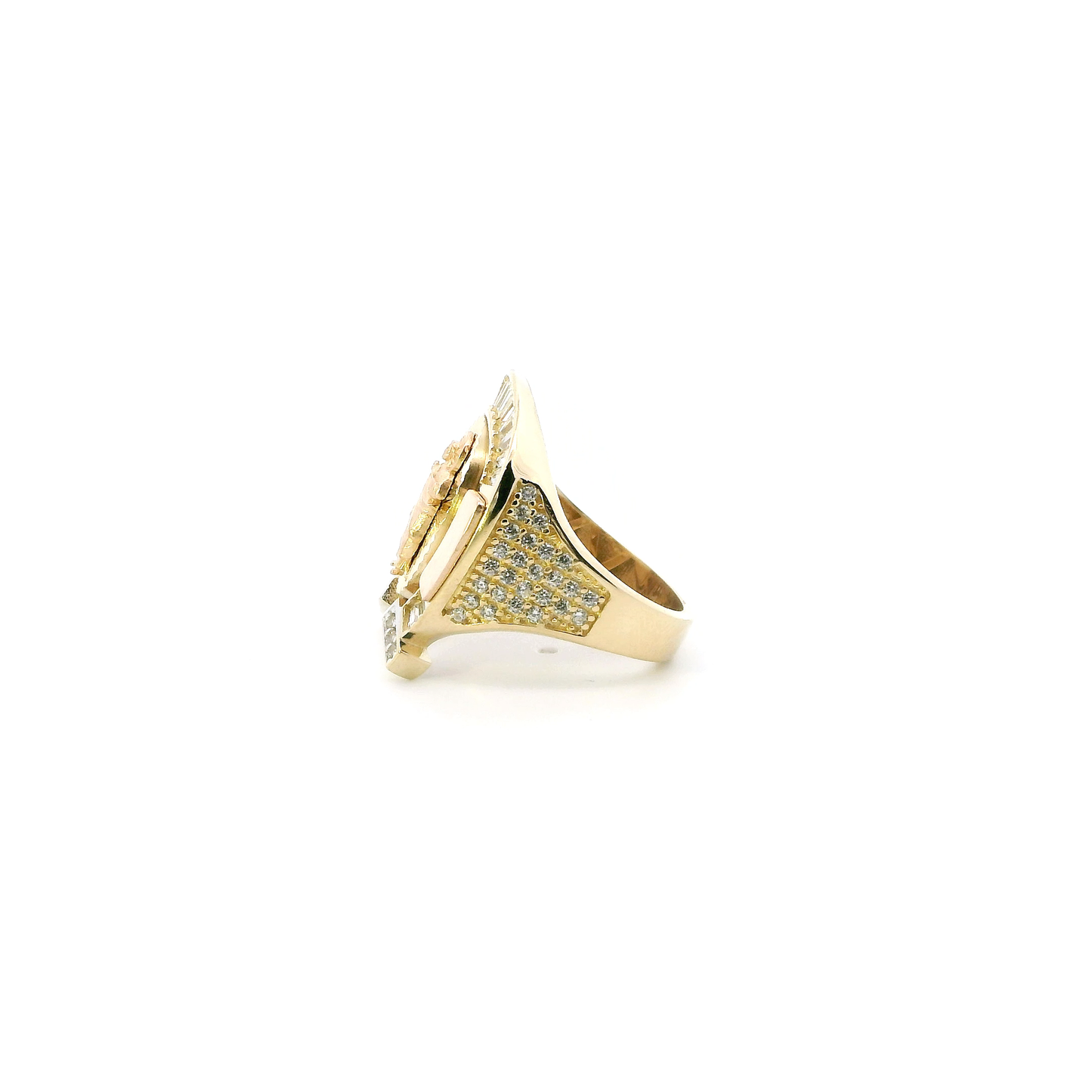 14K Yellow Gold Cz Religious Horseshoe Ring