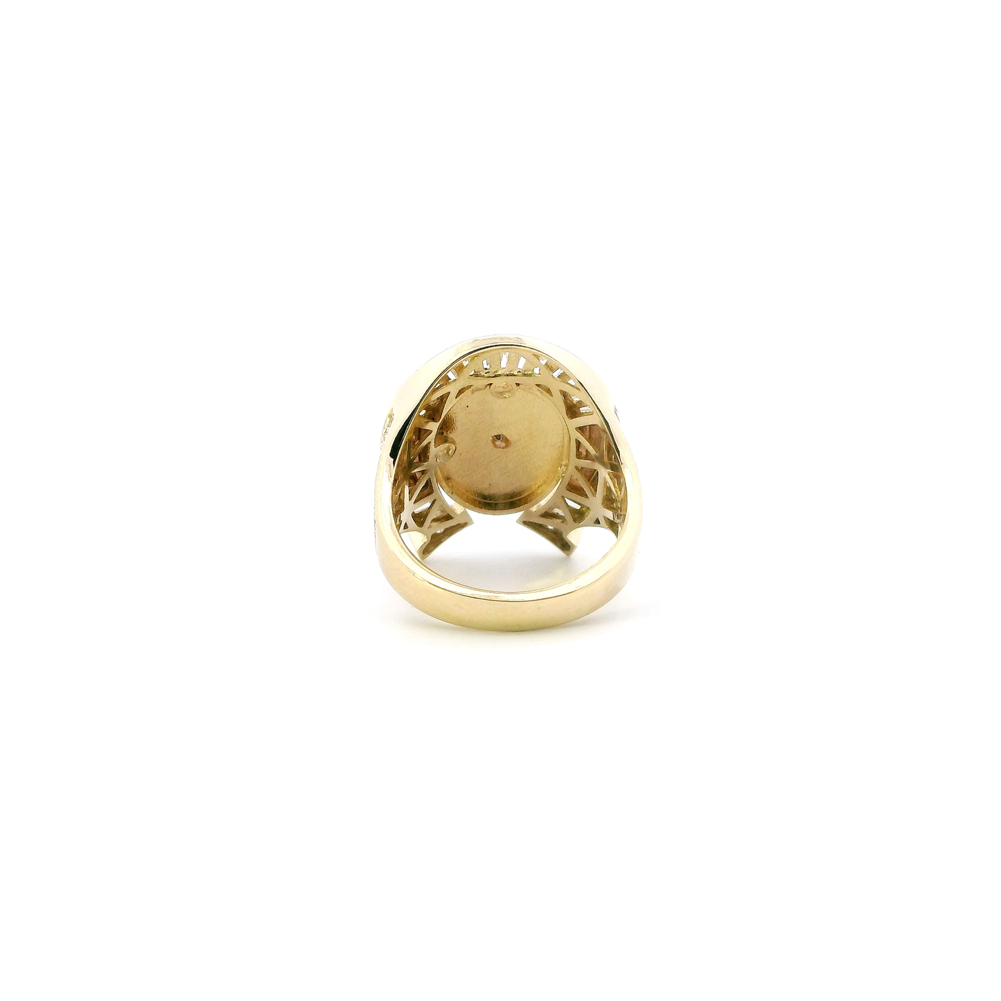 14K Yellow Gold Cz Religious Horseshoe Ring