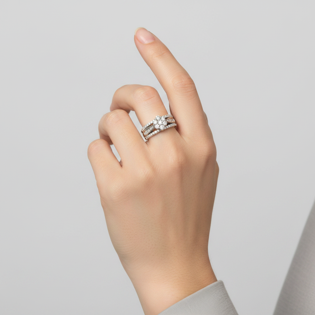 10K White Gold Diamond Womens Ring - 0.94ct