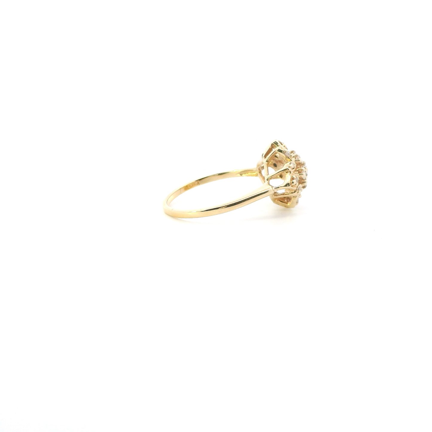 14K Yellow Gold Diamond Cluster Ring - 0.16ct
