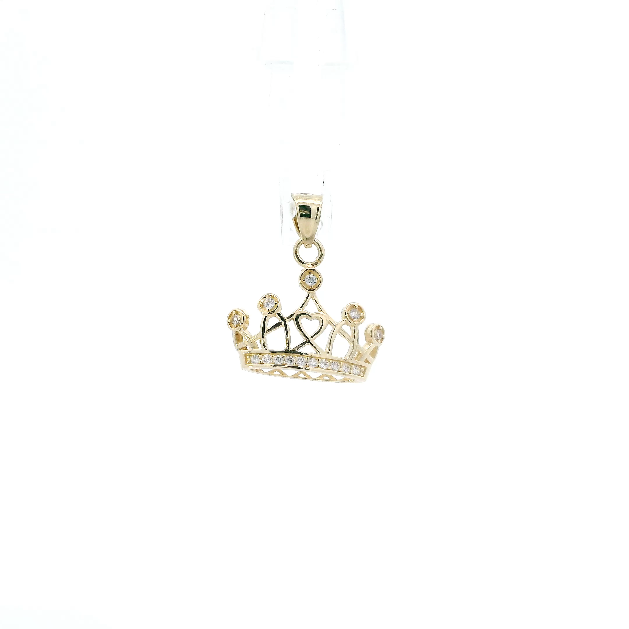 10K Yellow Gold Cz Crown Pendant