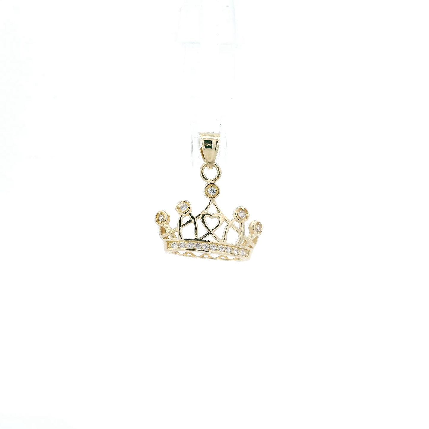 10K Yellow Gold Cz Crown Pendant