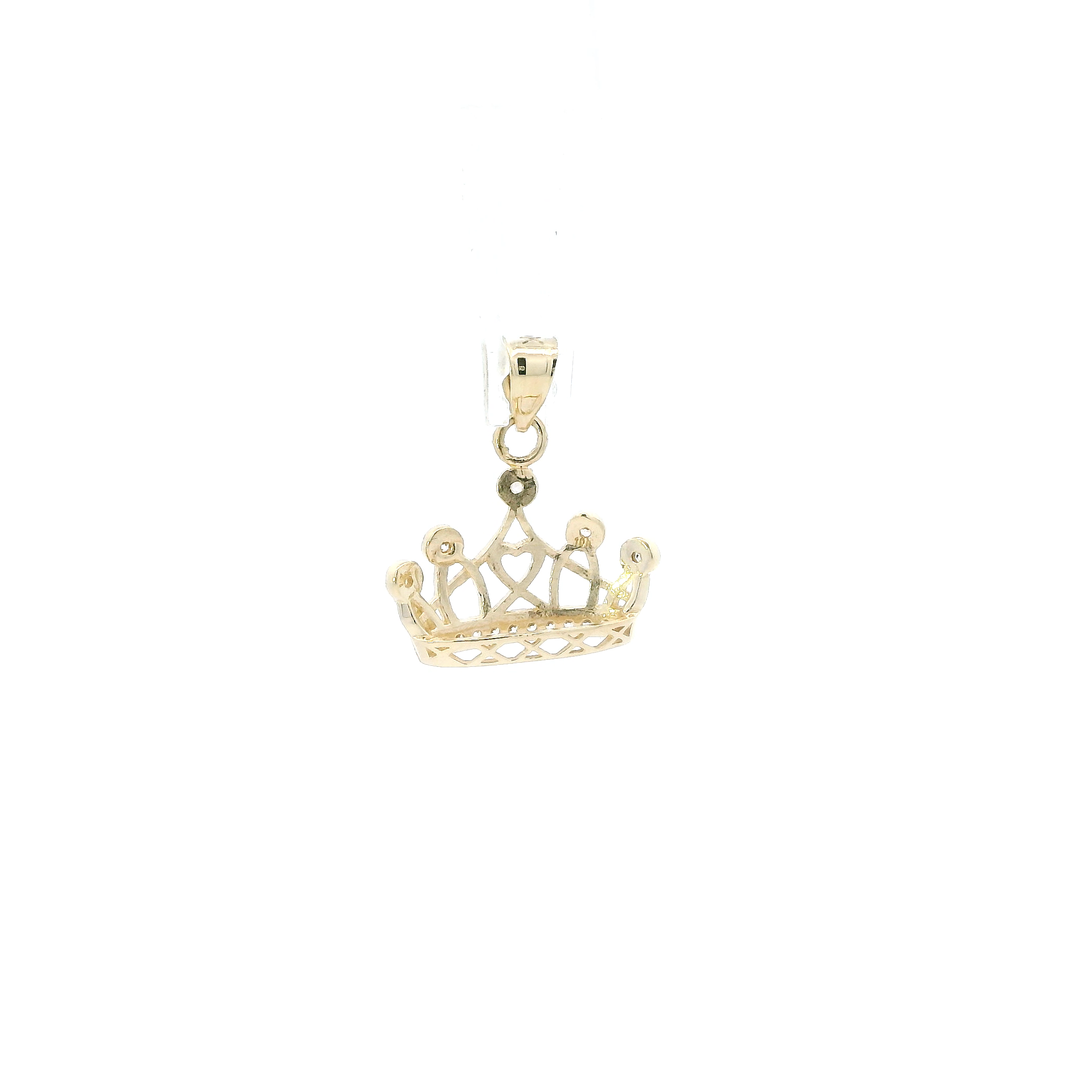10K Yellow Gold Cz Crown Pendant
