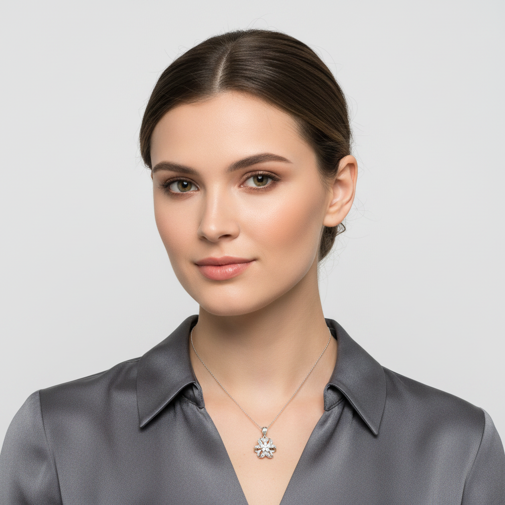 14K White Gold Diamond Flower Pendant - 0.30ct