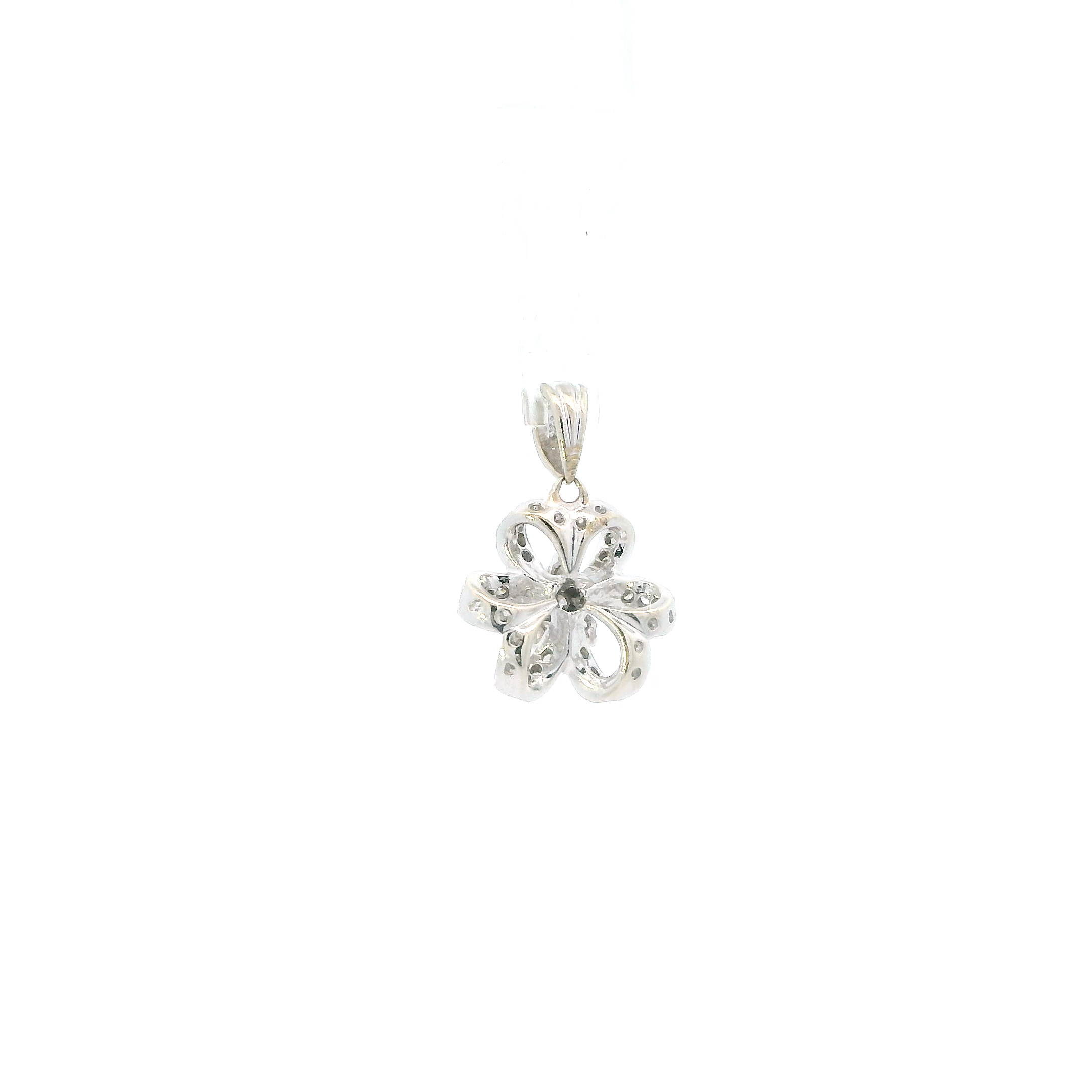 14K White Gold Diamond Flower Pendant - 0.30ct