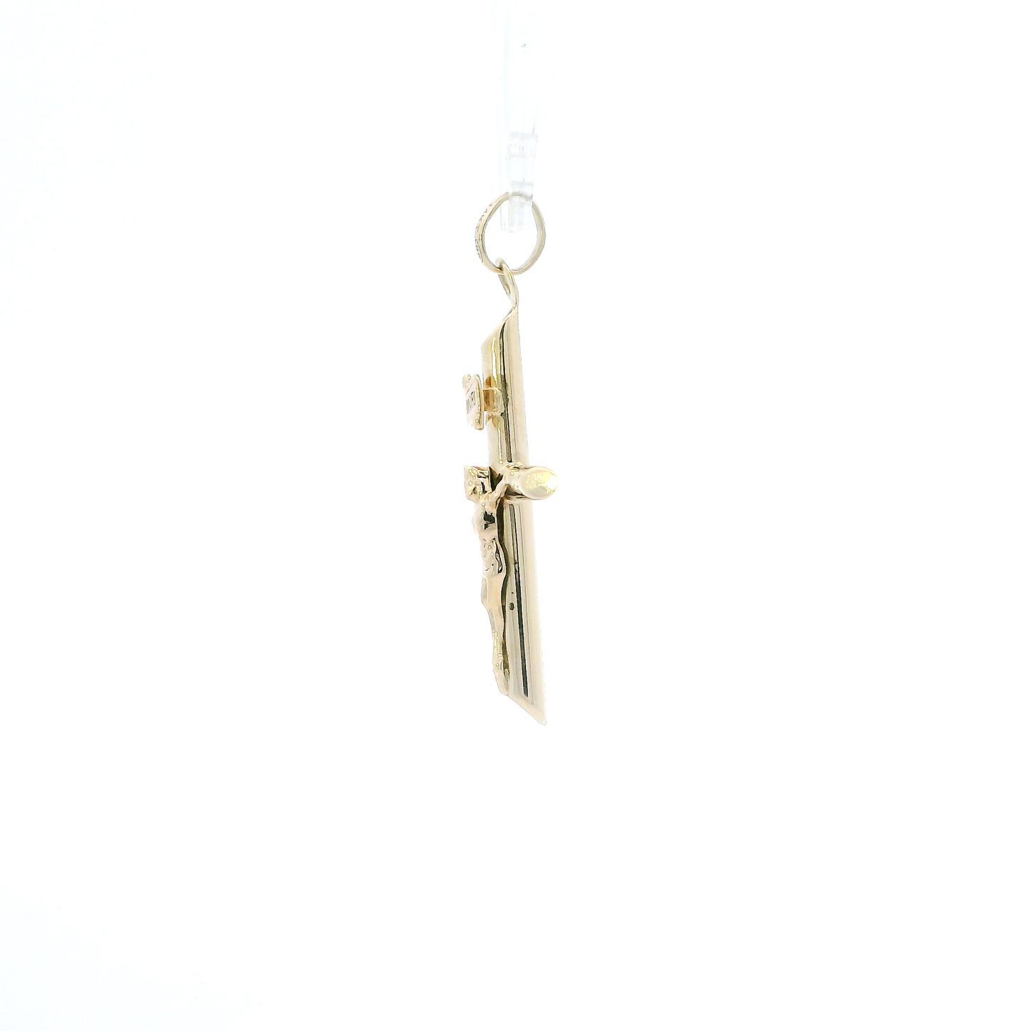 14K Yellow Gold Tube Crucifix Pendant