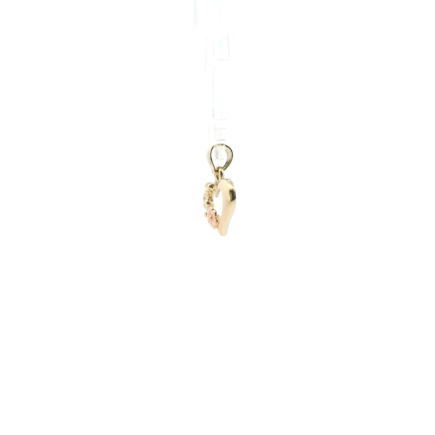 14K Yellow & Rose Gold Cz & Flower Heart Pendant