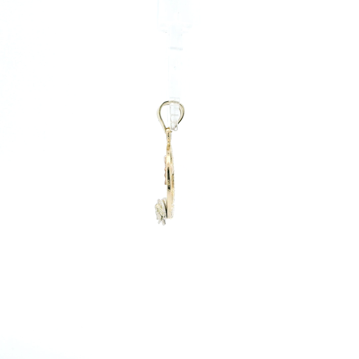 14K Tri Color Gold Round "15" Flower Pendant
