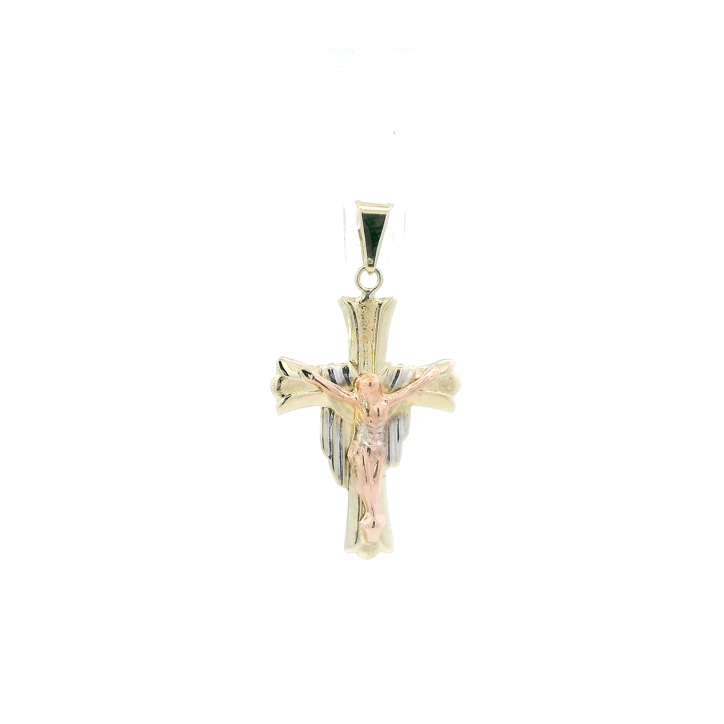 14K Tri Color Gold Crucifix Pendant