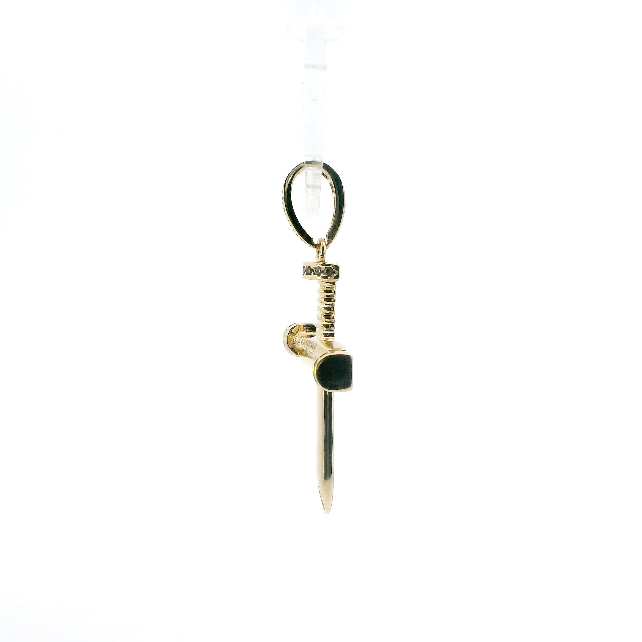 14K Yellow Gold Cz Nail Cross Pendant