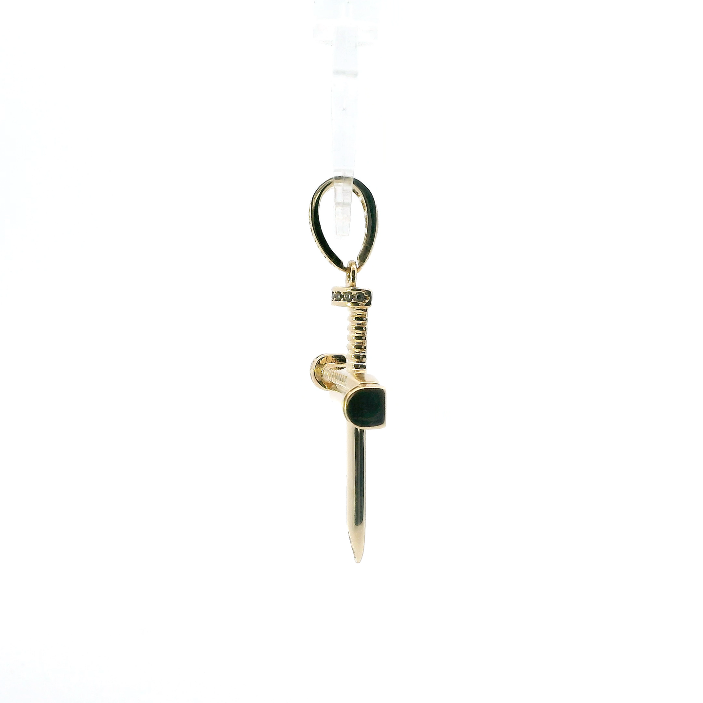 14K Yellow Gold Cz Nail Cross Pendant