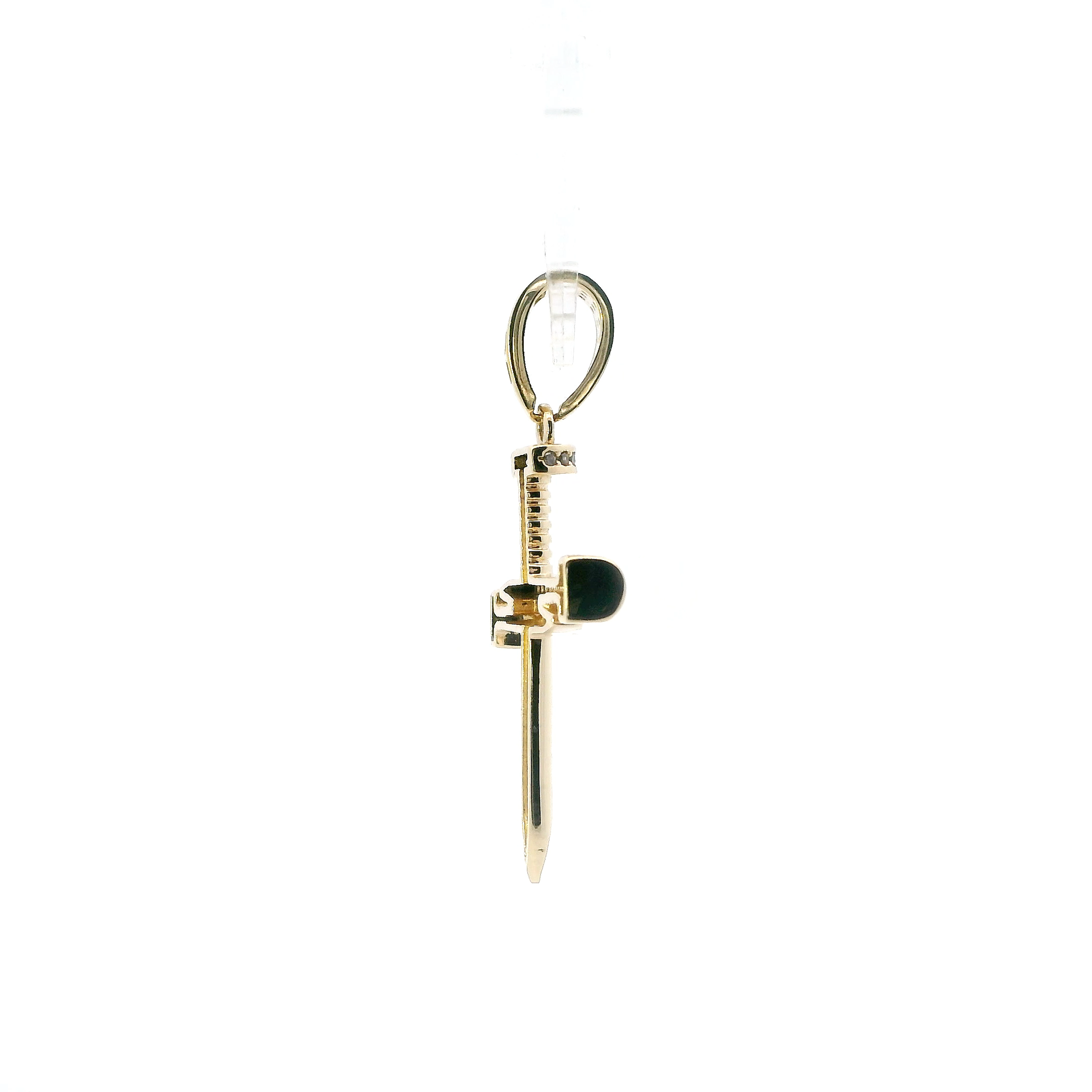 14K Yellow Gold Cz Nail Cross Pendant