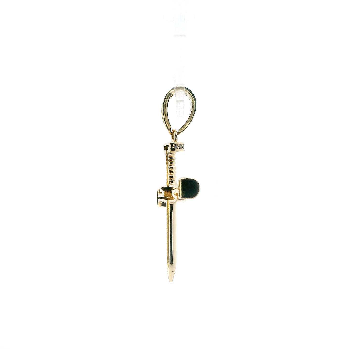14K Yellow Gold Cz Nail Cross Pendant