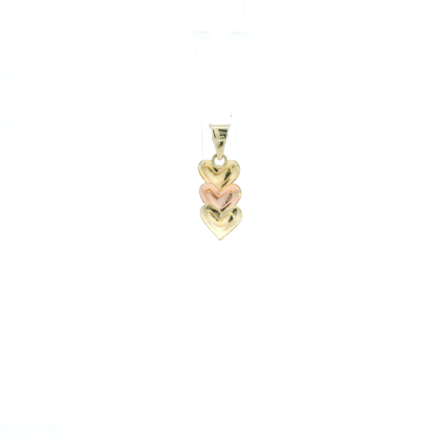 14K Tri Color Gold Diamond Cut Heart Pendant