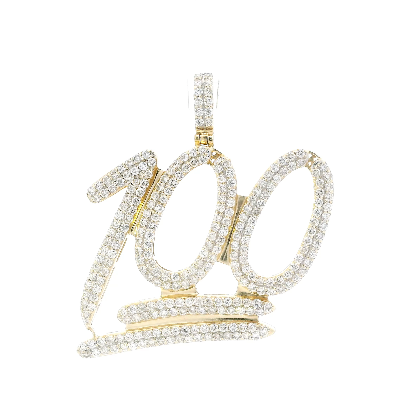 10K Yellow Gold Diamond "100" Pendant - 5.03ct