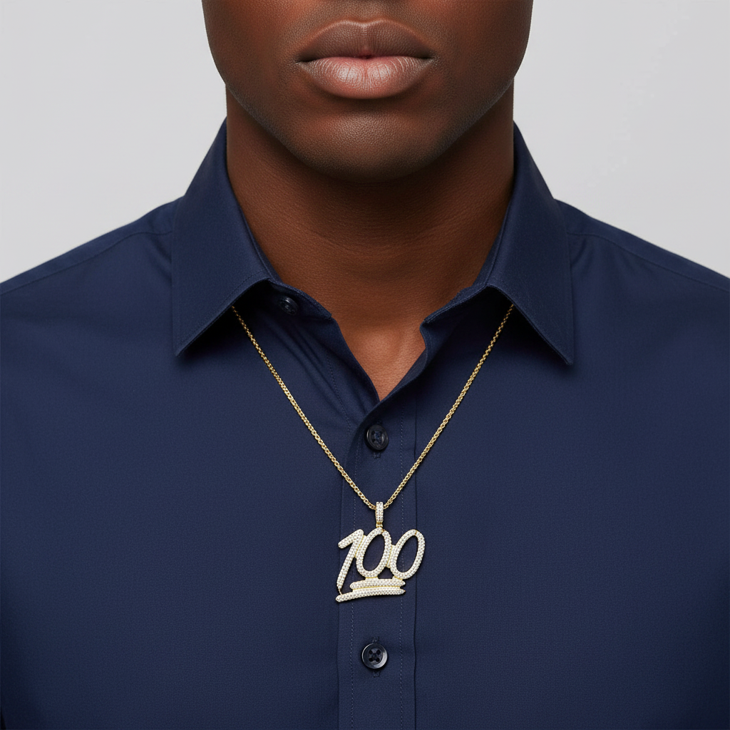 10K Yellow Gold Diamond "100" Pendant - 5.03ct