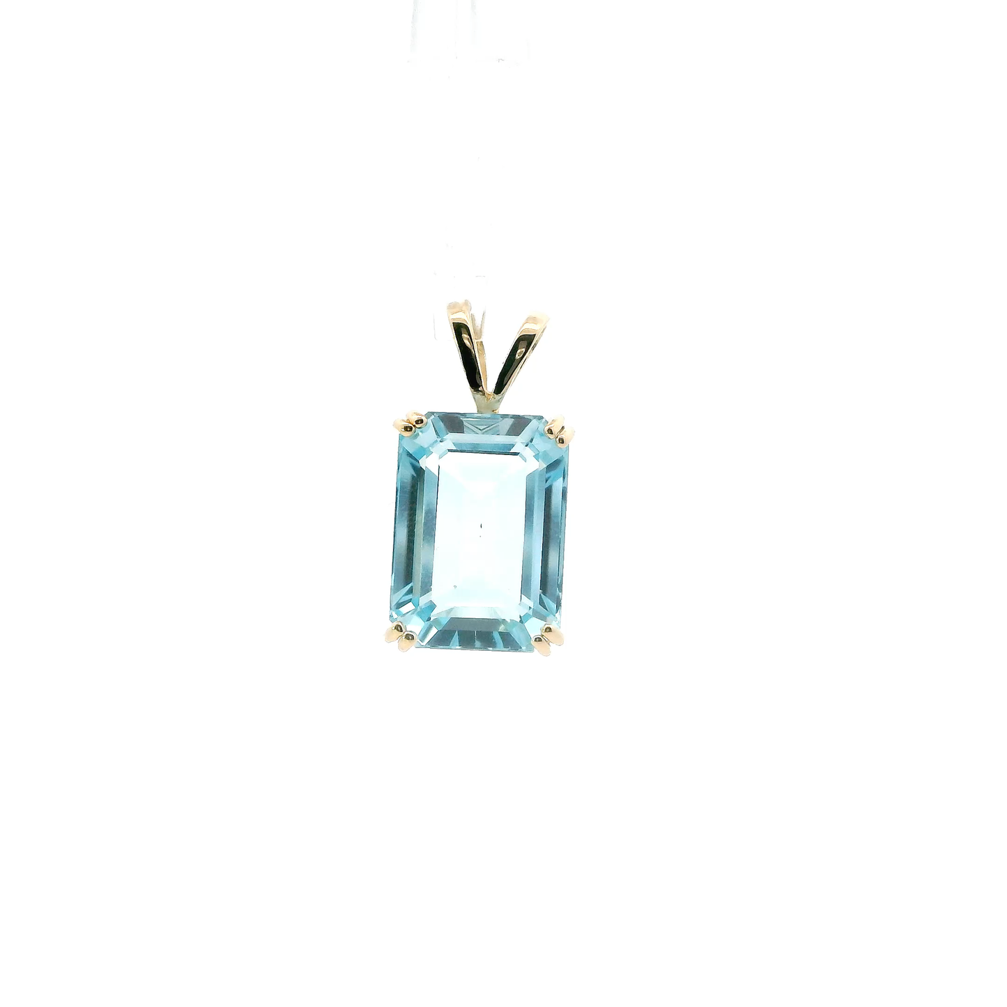 14K Yellow Gold Blue Topaz Pendant