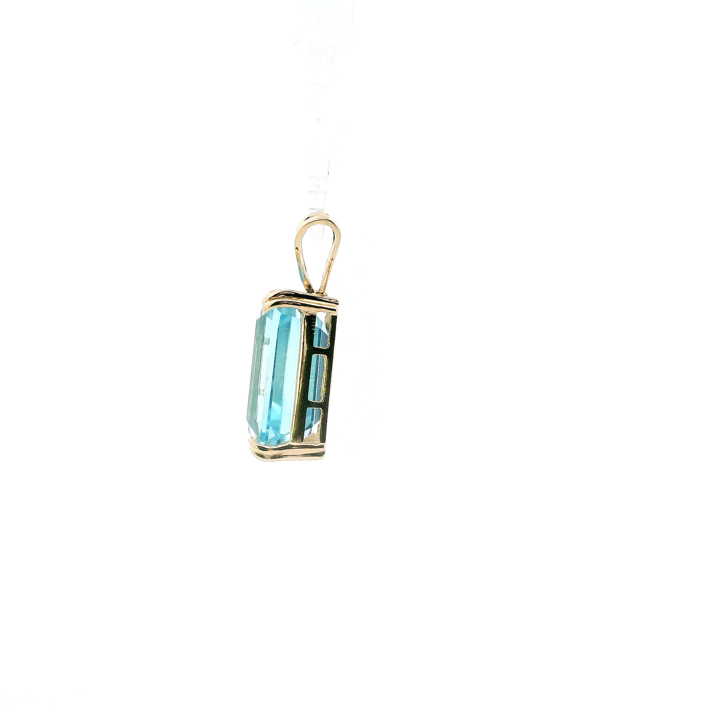 14K Yellow Gold Blue Topaz Pendant