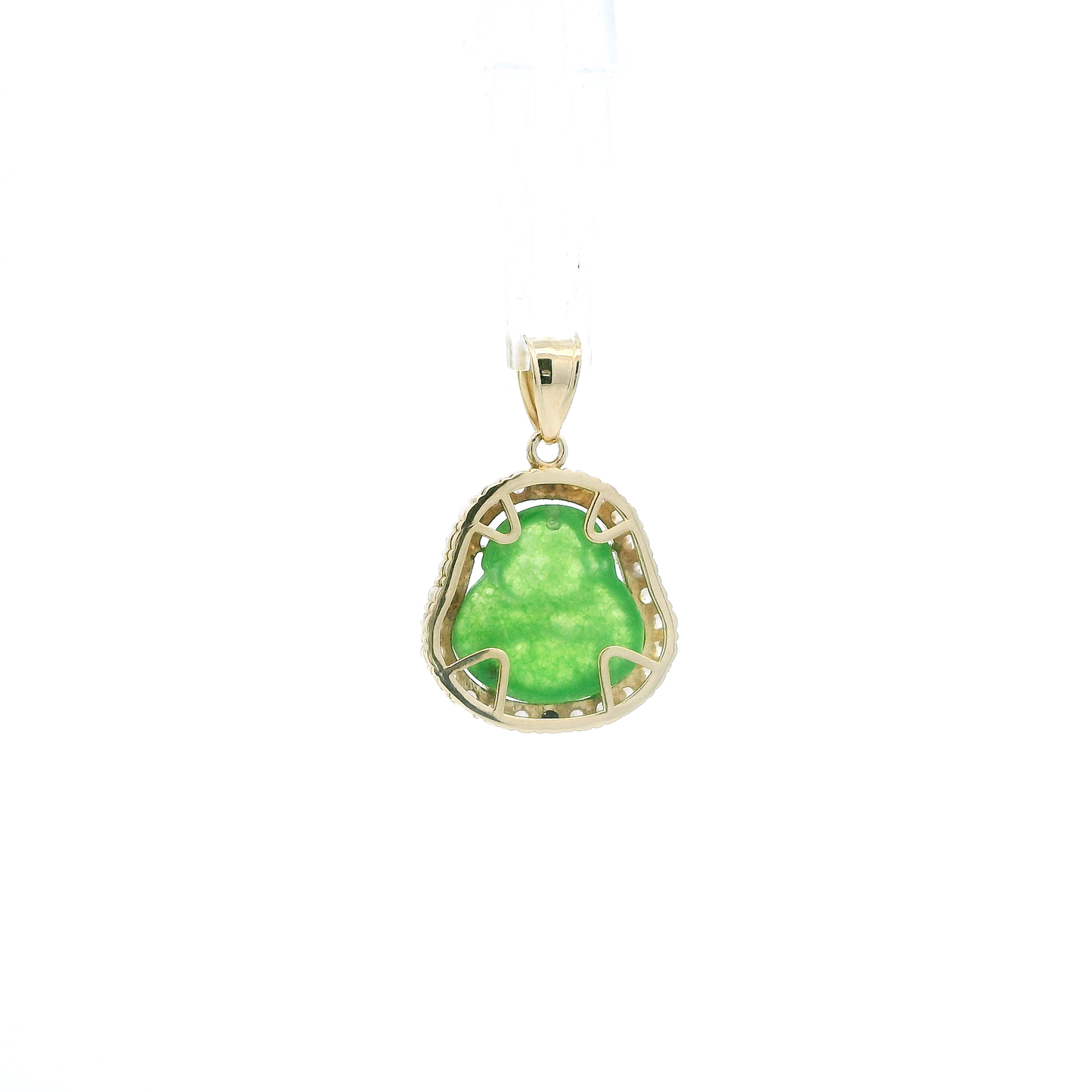 10K Yellow Gold Cz Jade Buddha Pendant