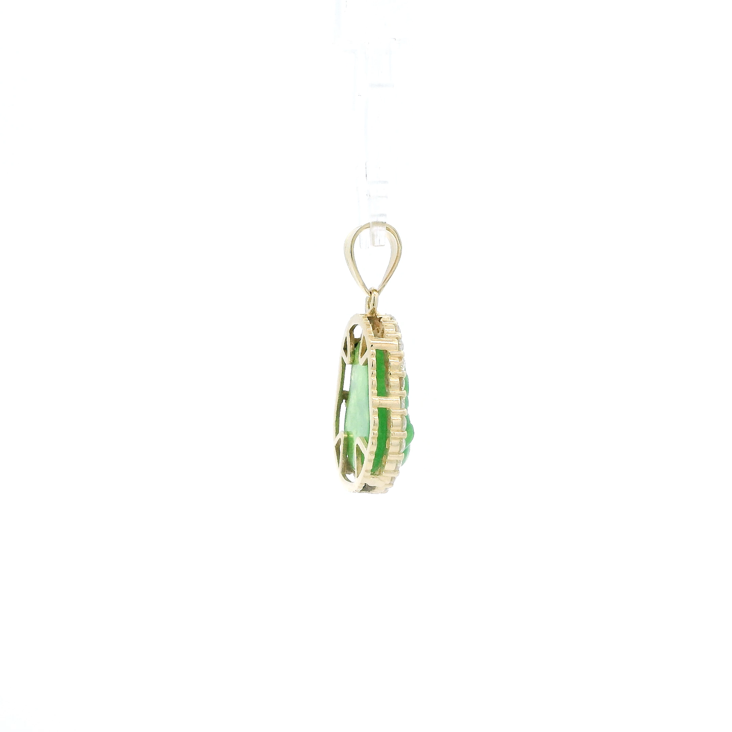 10K Yellow Gold Cz Jade Buddha Pendant